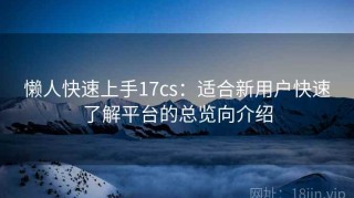 懒人快速上手17cs：适合新用户快速了解平台的总览向介绍