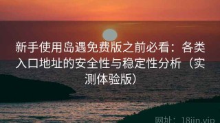 新手使用岛遇免费版之前必看：各类入口地址的安全性与稳定性分析（实测体验版）