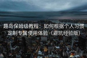 趣岛保姆级教程：如何根据个人习惯定制专属使用体验（避坑经验版）