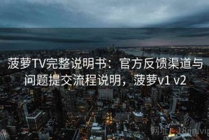 菠萝TV完整说明书：官方反馈渠道与问题提交流程说明，菠萝v1 v2