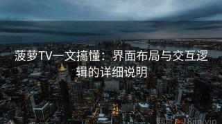 菠萝TV一文搞懂：界面布局与交互逻辑的详细说明