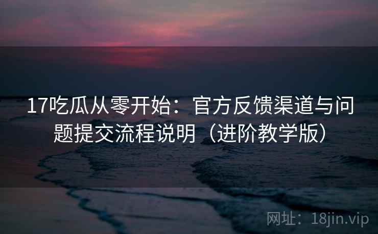 17吃瓜从零开始：官方反馈渠道与问题提交流程说明（进阶教学版）