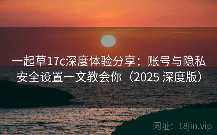 一起草17c深度体验分享：账号与隐私安全设置一文教会你（2025 深度版）